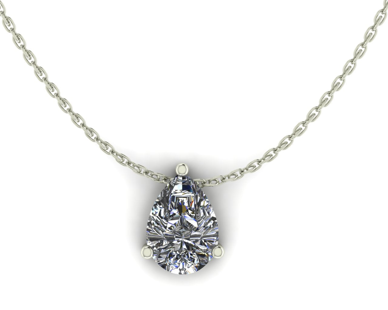 silver pendant pear diamond