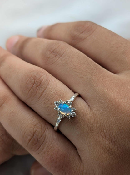 Ferina Silver Opal Diamond Ring