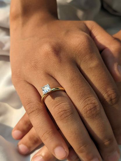 gold plated silver engagement ring