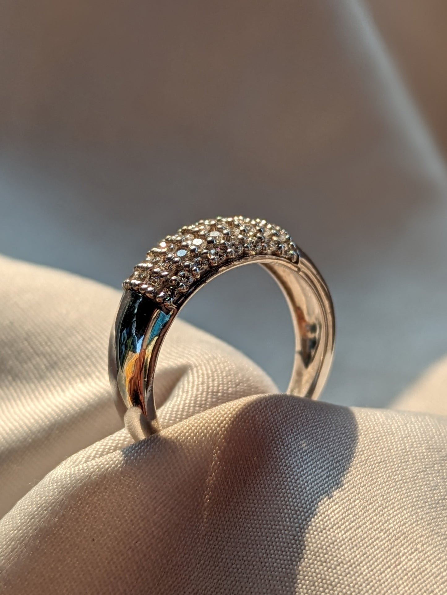 Pyra Silver Pave Diamond Ring