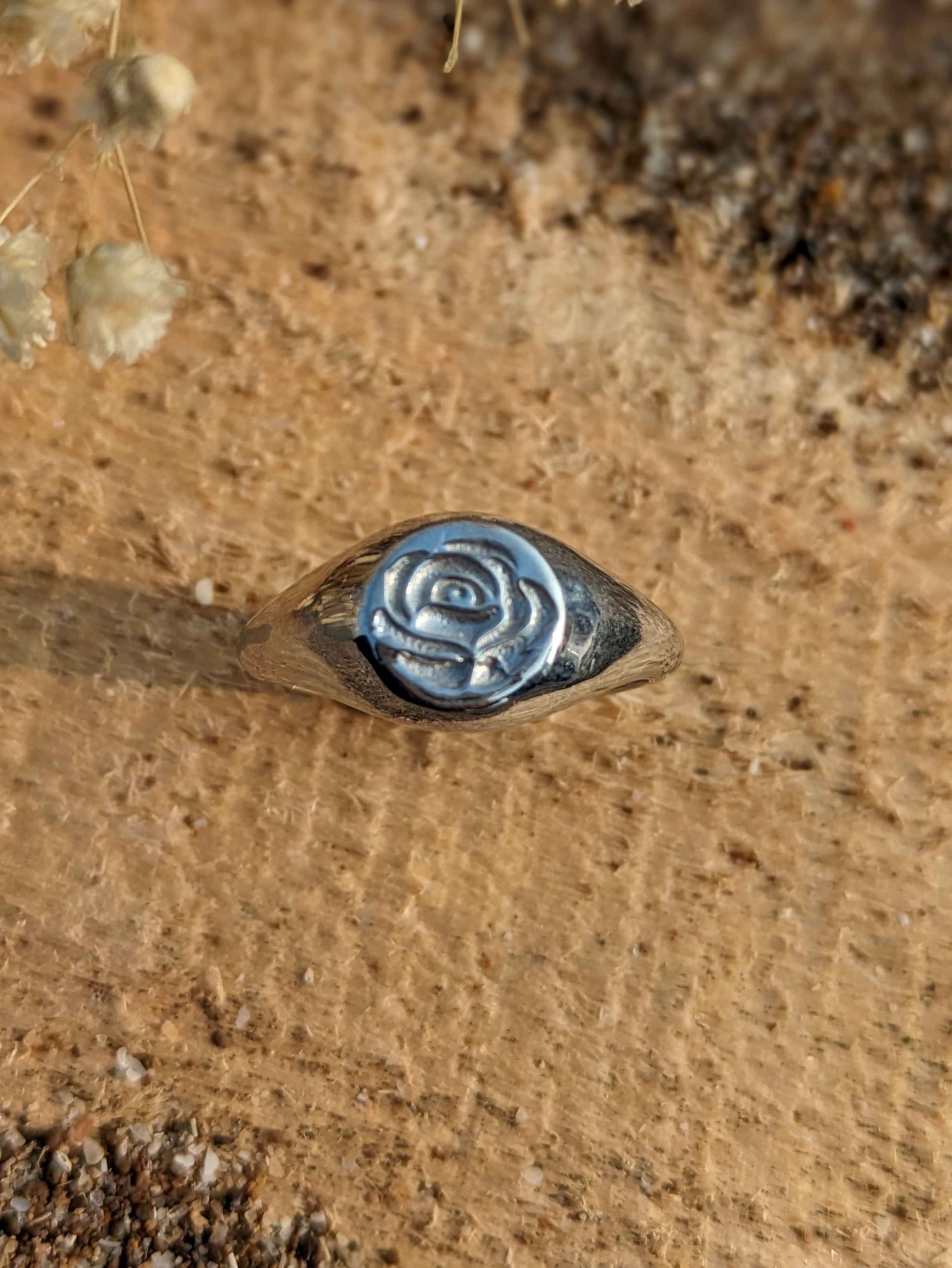 silver rose ring