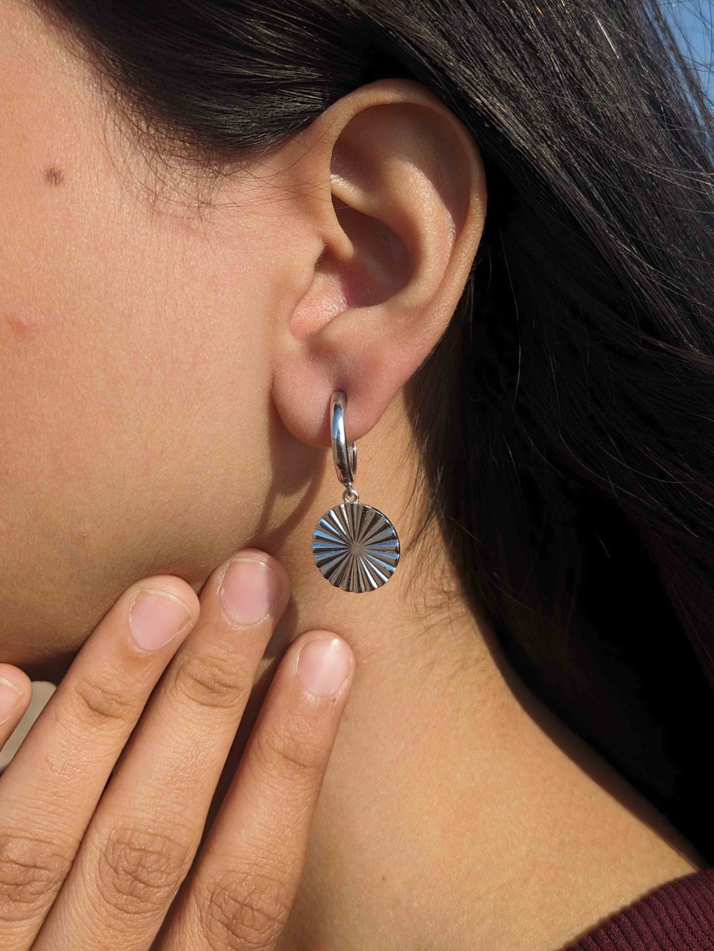 long hoop silver earrings