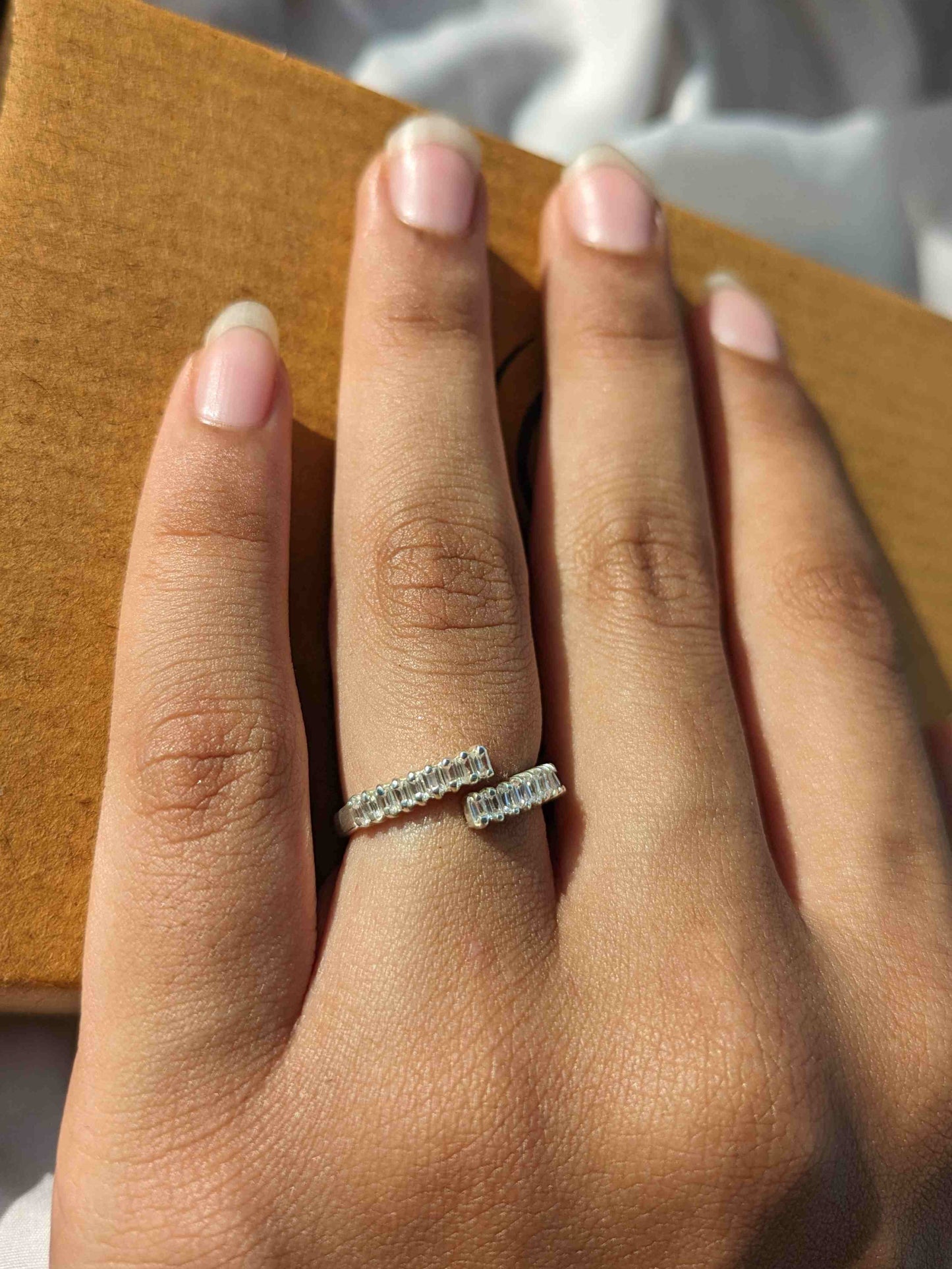 Freya Silver Baguette Bypass Ring