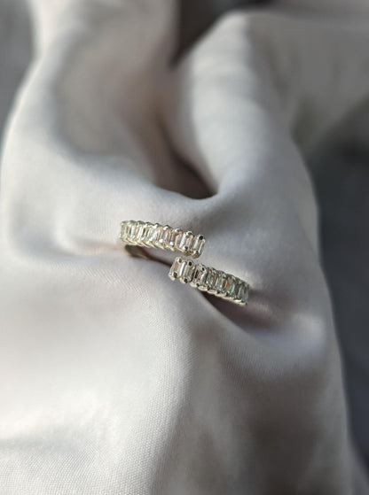 Freya Silver Baguette Bypass Ring