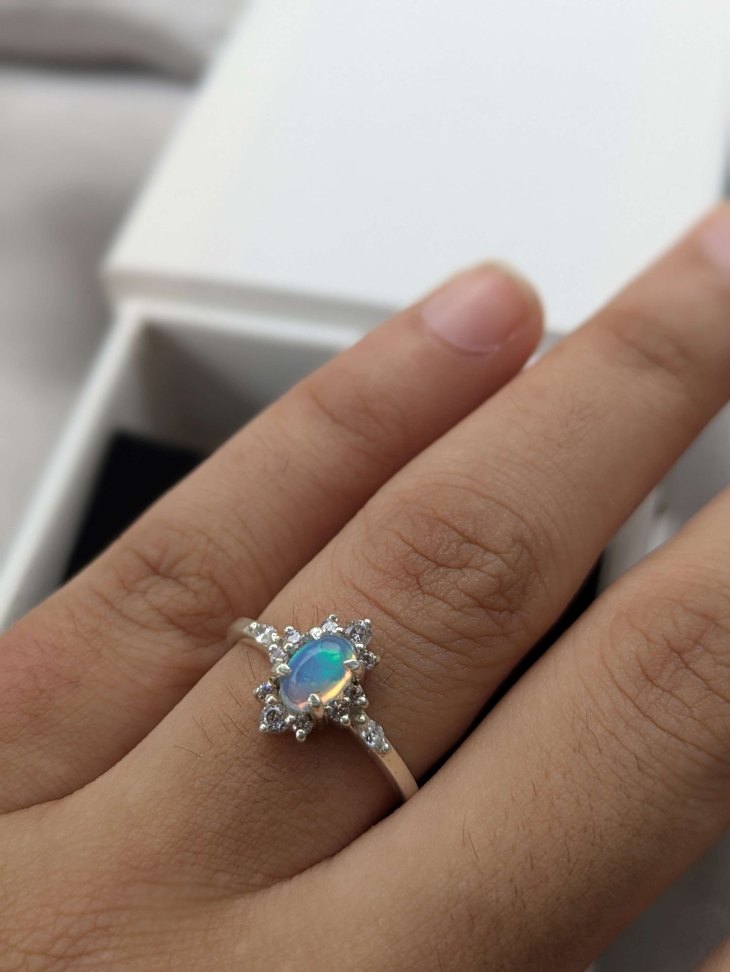 Ferina Silver Opal Diamond Ring