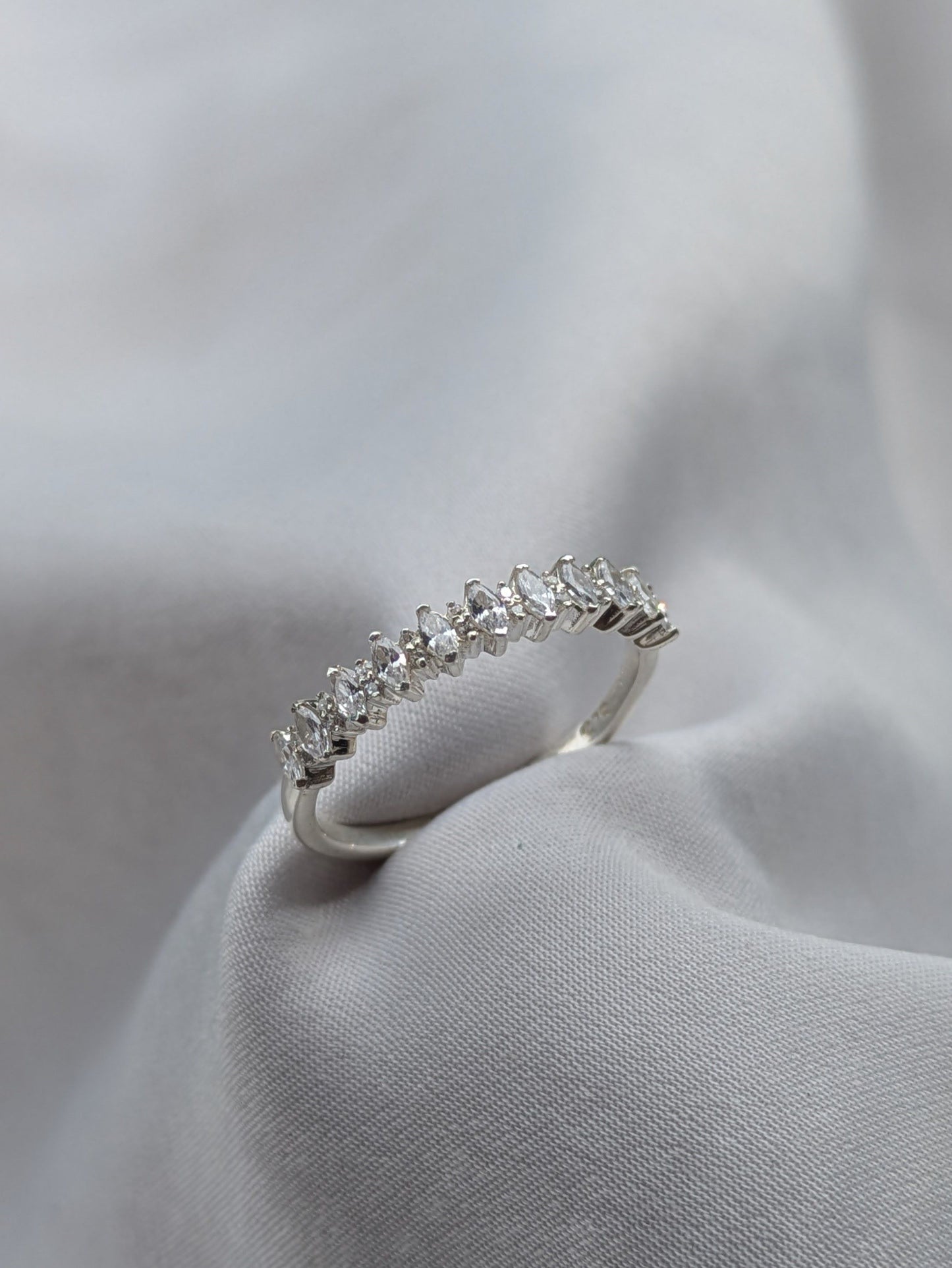 Leah Silver Marquise Diamond Ring