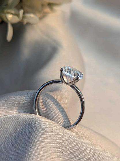 Charlotte Silver Oval Solitaire Ring