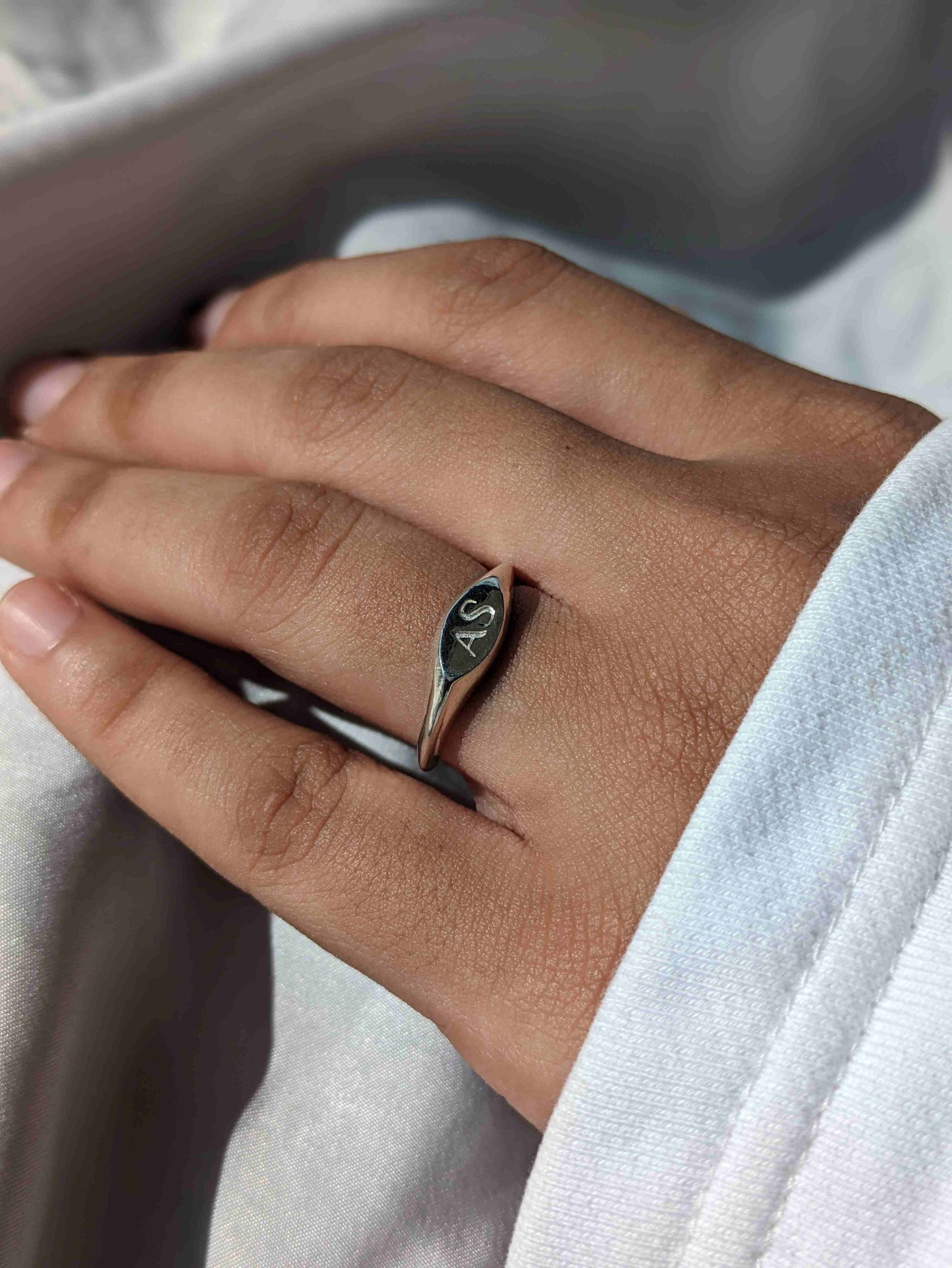 Custom Initial Silver Ring - Gryfiny