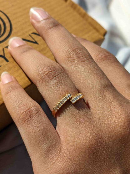 Freya Silver Baguette Bypass Ring